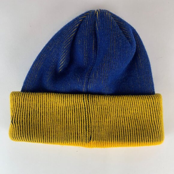 Golden State Warriors NBA Blue Gold New Era Hardwood Classics Beanie Cap - Picture 2 of 4